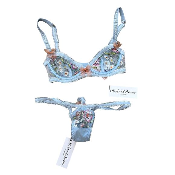 For Love And Lemons Other - For Love & Lemons Victoria's Secret NWT Floral Embroidered Lingerie Set XXS/XS